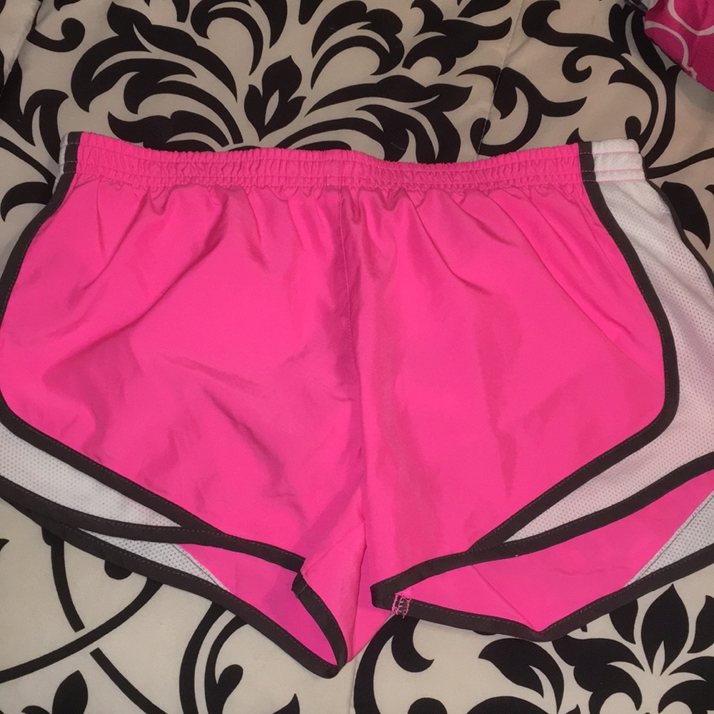 pink running shorts